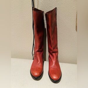 Women's Tall Leather Riding Boots - Red Brown